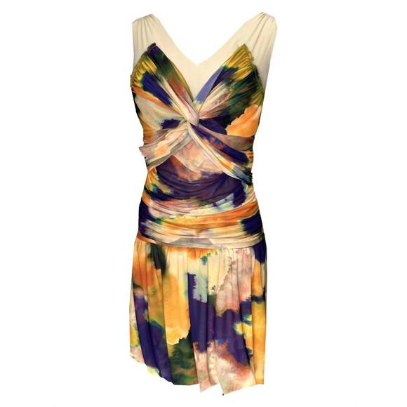 NEW PETIT POIS BY VIVIANA G afterglow draped dress in gold multi - Picture 2 of 2